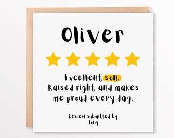 Tarjeta personalizada de 5 estrellas para hijo: regalo de cumpleaños divertido (6x6)