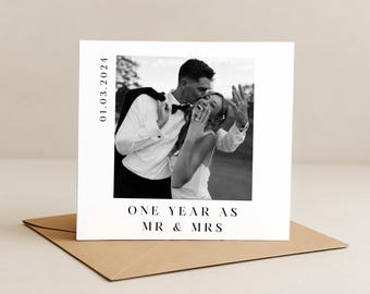 Personalized Photo Anniversary Card: Mr & Mrs Keepsake (6x6 Handmade Card)