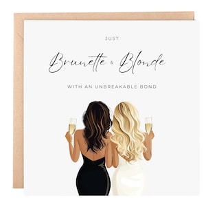 "Brünette & blonde beste Freundin - 15x15er personalisierte Freundschaftskarte ""Soul Sister"" - Mädchen für immer"