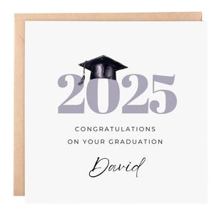 Carte de remise de diplôme avec nom personnalisé - Carte de félicitations - Carte de remise de diplôme de la promotion 2025, Carte de remise de diplôme universitaire 2025 - Nom personnalisé