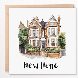Cartão de Nova Casa - Cartão de Boas-vindas - Ilustração de Casa em Aquarela - Cartão de Saudações Quadrado 6x6, Novo Capítulo, Novo Apartamento, Cartão Personalizado