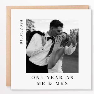 Tarjeta de aniversario con foto personalizada - Tarjeta de aniversario de boda con foto personalizada para Sr. y Sra. - Tarjeta de invitado a la boda - Tarjeta de felicitación hecha a mano de 6 x 6