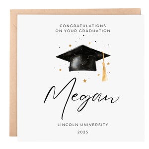 Carte de remise de diplôme avec nom personnalisé - Carte de félicitations - Carte de remise de diplôme de la promotion 2025, Carte de remise de diplôme universitaire 2025 - Nom personnalisé