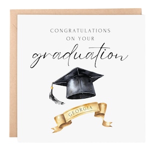 Carte de remise de diplôme avec nom personnalisé - Carte de félicitations - Carte de remise de diplôme de la promotion 2025, Carte de remise de diplôme universitaire 2025 - Nom personnalisé