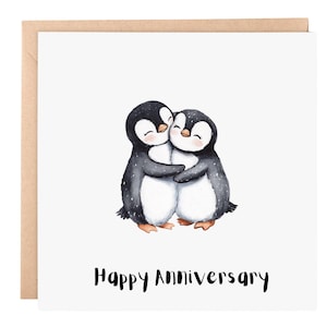 Liefdeskaart pinguïn, leuke grappige verjaardagskaart, vrouw, vriendin, echtgenoot, vriend, voor hem, voor haar
