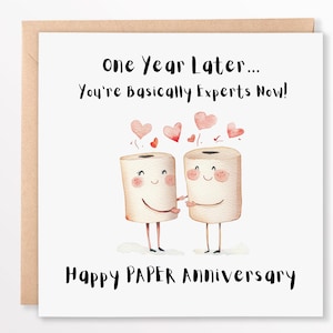 Divertente biglietto di auguri per il primo anniversario - Regalo di anniversario di carta - 1° anniversario di matrimonio - Graziosa carta igienica con amore - Biglietto personalizzato