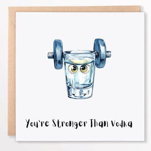 Sei più forte della vodka - Divertente biglietto di auguri di incoraggiamento, regalo motivazionale, biglietto 6x6