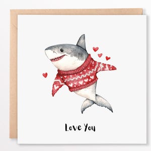 Jolie carte d'anniversaire geek, requin romantique - Je t'aime, jolie carte d'anniversaire drôle, femme, petite amie, mari, petit ami, carte personnalisée