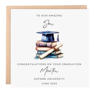 Carte de remise de diplôme avec nom personnalisé - Carte de félicitations - Carte de remise de diplôme de la promotion 2025, Carte de remise de diplôme universitaire 2025 - Nom personnalisé