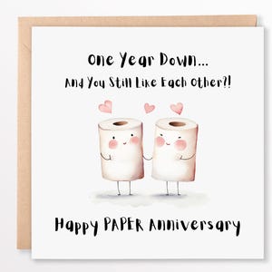 Divertente biglietto di auguri per il primo anniversario - Regalo di anniversario di carta - 1° anniversario di matrimonio - Graziosa carta igienica con amore - Biglietto personalizzato