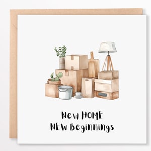 Cartão de casa nova - Cartão de boas-vindas para inauguração de casa - Presente de mudança de casa - Quadrado 6x6, Novo capítulo, Novo apartamento, Cartão personalizado