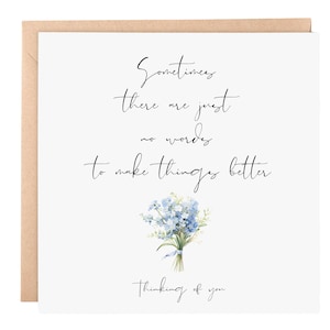 Sympathy Card – Thinking of You Card with Flowers | 6x6 Encouragement Card | No Words Comfort Card | Grief, Loss, or Hard Time Support