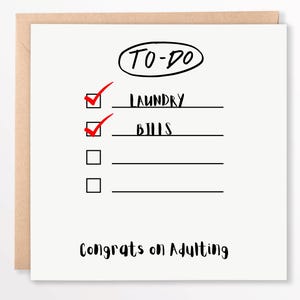 Carte de félicitations amusantes pour adulte - Carte de voeux avec humour pour les nouveaux diplômés, le premier appartement ou les étapes importantes