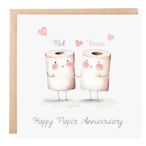 Biglietto di anniversario in carta - Biglietto per il primo anniversario di coppia - Biglietto personalizzato - Grazioso design in carta - Biglietto di anniversario fatto a mano 6x6, nomi
