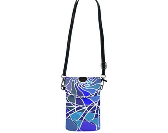 Small Blue Geometric Cell Phone Purse