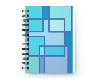 Blue Geometric Spiral Bound Journal
