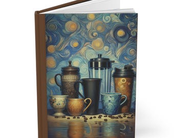 Diario de tapa dura mate para amantes del café