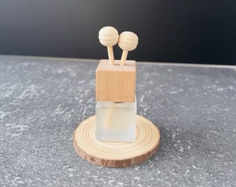 Frosted Glass Car Diffuser | Beechwood Cap, Refillable