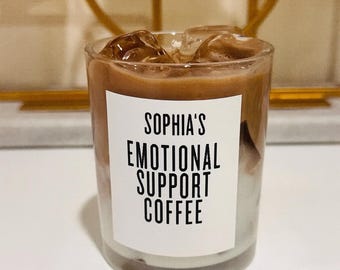 Iced Coffee Scented Candle: Realistic Latte with Wax Ice Cubes, Coconut Soy Wax