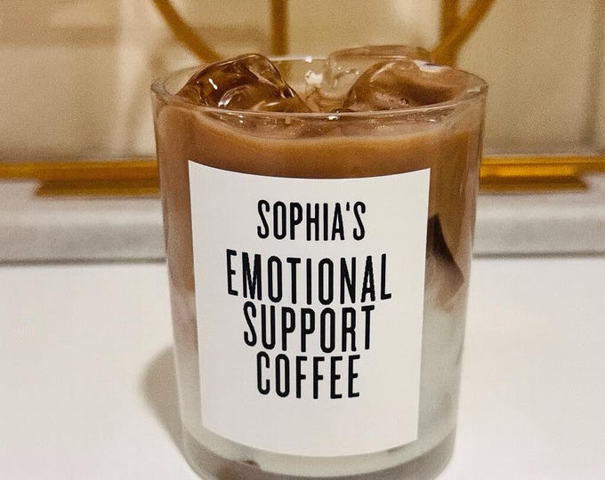 Iced Coffee Scented Candle: Realistic Latte with Wax Ice Cubes, Coconut Soy Wax