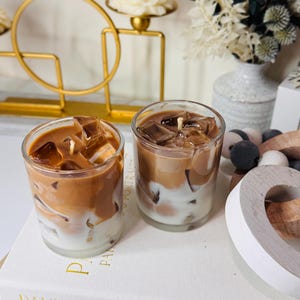 Bulk Iced Coffee Candles – 7 oz Realistic Latte Candle with Ice Cubes, Coconut Soy Wax Blend, Coffee Lover Gift, Wedding & Event Favors