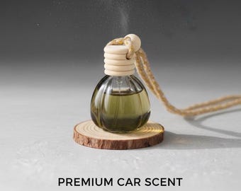 Refillable Car Diffuser, Dark Glass Hanging Air Freshener, Wood Cap Gift