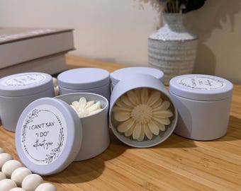Personalized Bridesmaid Proposal Candle: 4oz Soy Wax Flower Tin