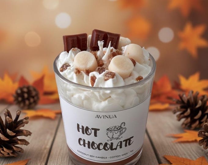 Hot Chocolate Candle | Realistic Dessert Candle | Whipped Cream Candle | Cozy Winter Candle | Chocolate Lover Gift | AVINUA