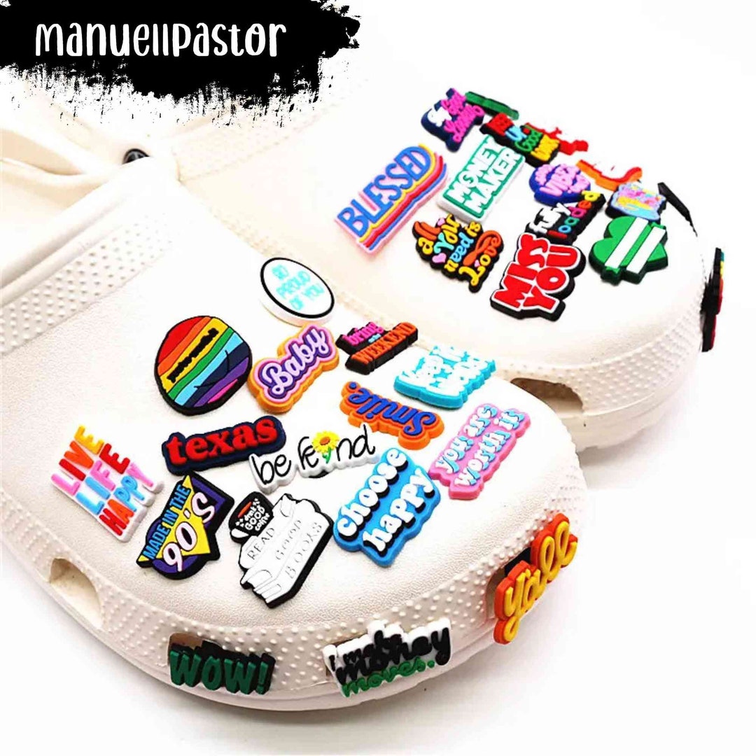 1PVC Shoe Charms With Funny Phrases Keep It Weird,miss You,good Vibes