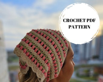 CROCHET PATTERN Tulip Bandana PDF Pattern, Hair Scarf Pattern, Crochet Hair Accessory Tulip Bandana Pattern, Easy Crochet Patterns