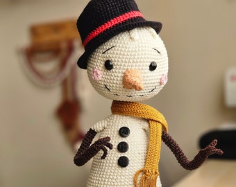 Christmas Amigurumi Snowman, Mr. Snowball cute crochet toy Christmas smiling snowman, New Year Gifts, Christmas Gifts, Handmade Snowman,