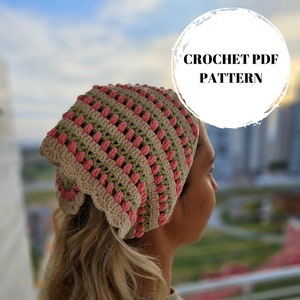 Tulip Bandana Crochet Pattern: Easy Hair Scarf (PDF Pattern)