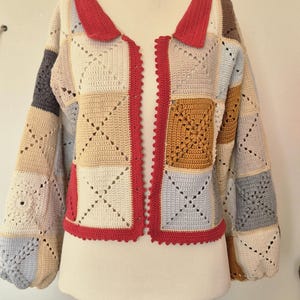 Felicity Crochet Cardigan Pattern: Patchwork Motif Sweater (PDF Pattern)