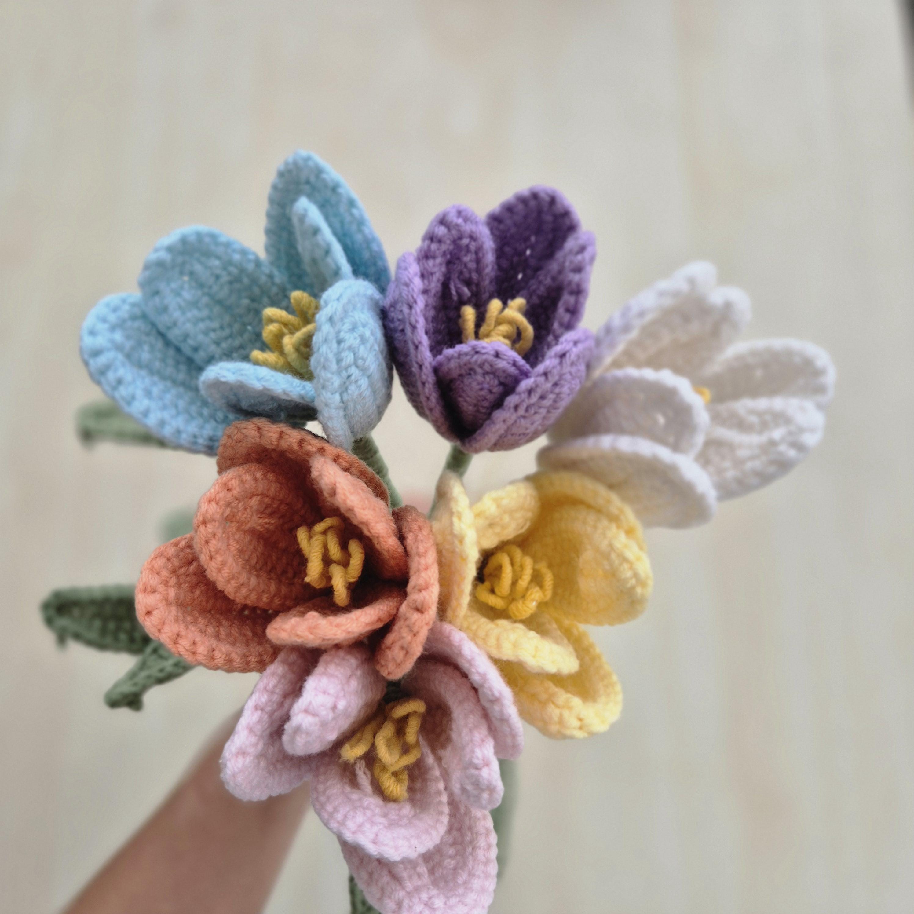 チューリップのかぎ針編みパターンPDF：あみぐるみの花束、春の