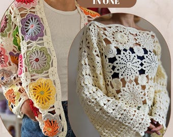Cardigan e camicetta Mommy&Girl, entrambi in UNO Cardigan all&#39;uncinetto, modello all&#39;uncinetto, modello PDF all&#39;uncinetto, 4 taglie - maglione da donna,