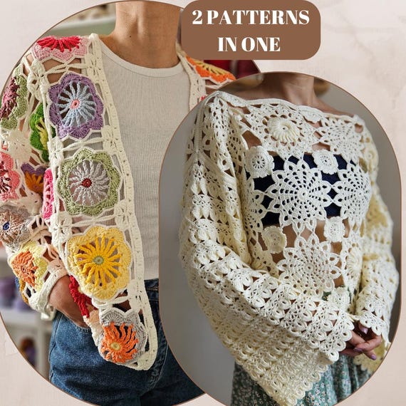 Mommy&girl Cardigan and Blouse Pattern, Both in ONE Crochet