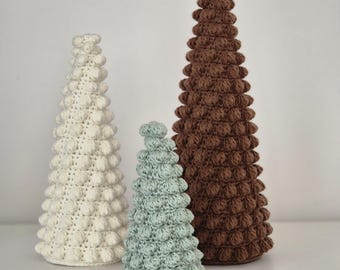 Modello all&#39;uncinetto per albero di Natale a bolle, download PDF, decorazioni per le feste, uncinetto facile, modello amigurumi natalizio, 3 misure disponibili