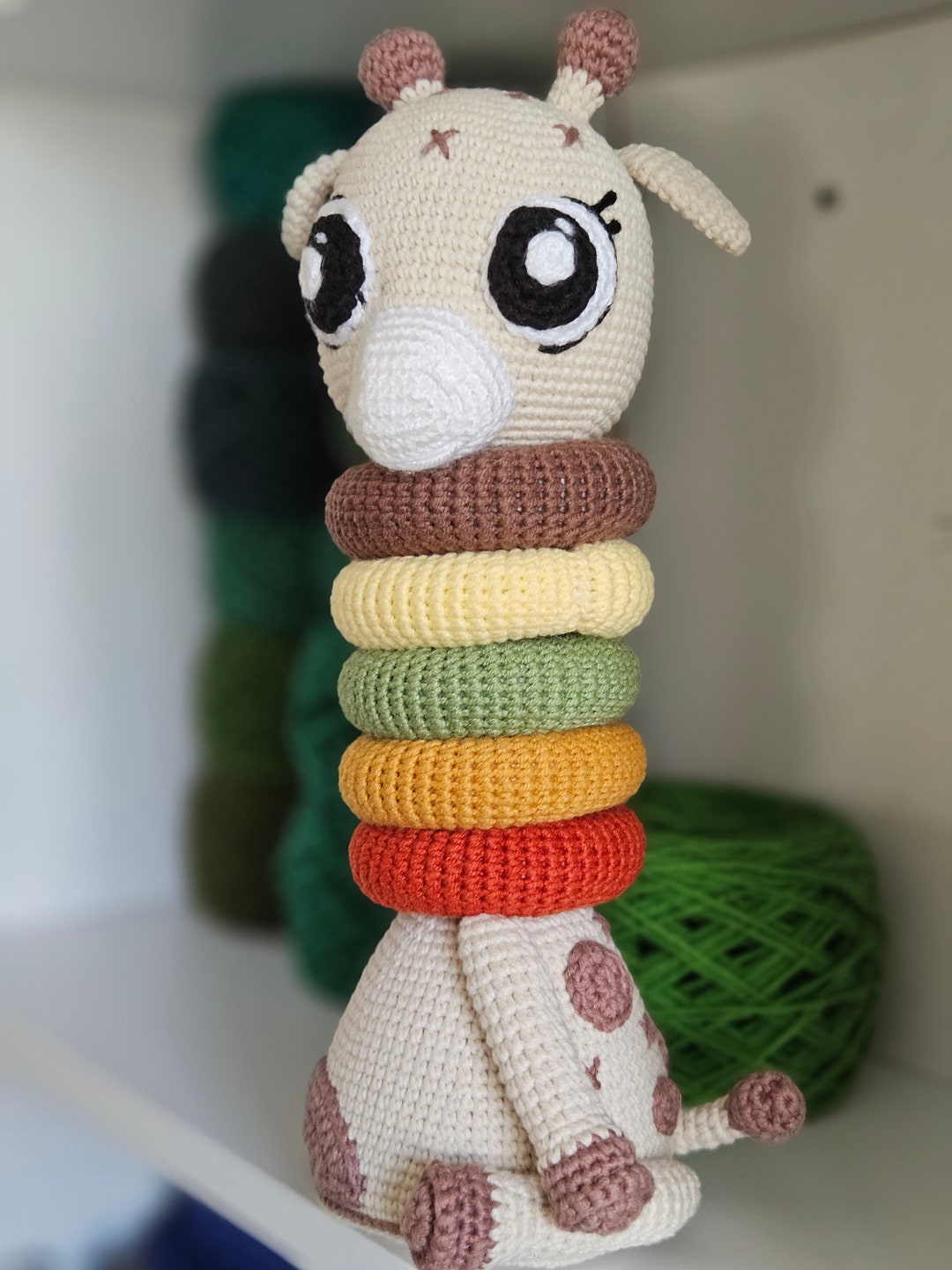 Handmade Crochet Ringstacker - Cute Giraffe Stacking Toy main image 1