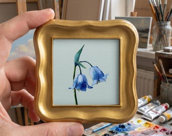 Bluebell Botanical Oil Painting, Original Floral Wall Art, Hand Painted Canvas Decor, Gift for Mother