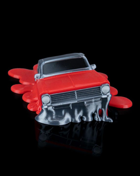 Surreal Melted Car Sculpture: 3D Printed Collectible