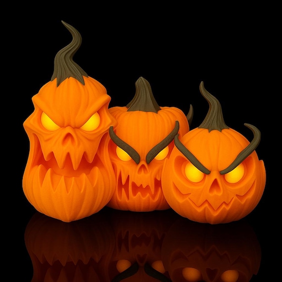 Scary Pumpkin Trio – Spooky Jack-O’-Lantern Halloween Decoration