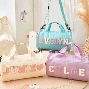 Bolsas de baile con nombre personalizado para niñas, bolsas de chenilla impermeables con monograma, regalo de cumpleaños para hija estilo ballet, animadoras gimnastas