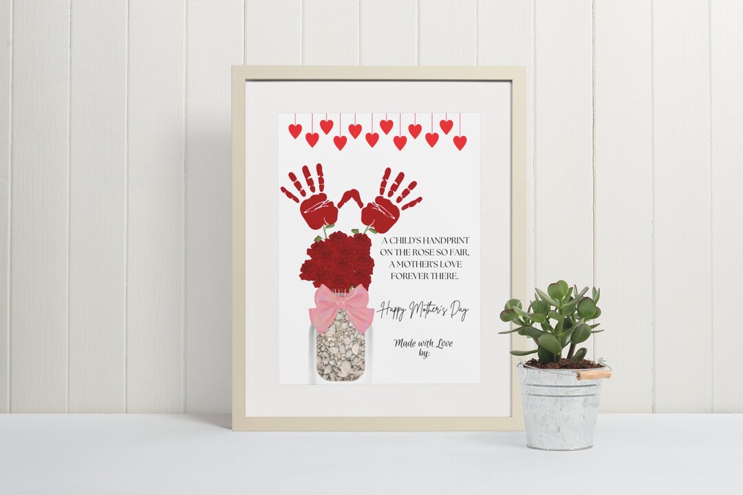 Mother's Day Craft Handprint Art Birthday Activity Roses Bouquet Mom ...