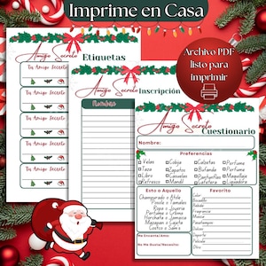 Amigo Secreto Cuestionario, Intercambio de Regalo Navidad Cuestionario Amigo Secreto Cuestionario Para Navidad en Español