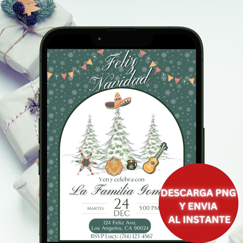 Editable Invitacion Navideña Template, Spanish Christmas Invite ...