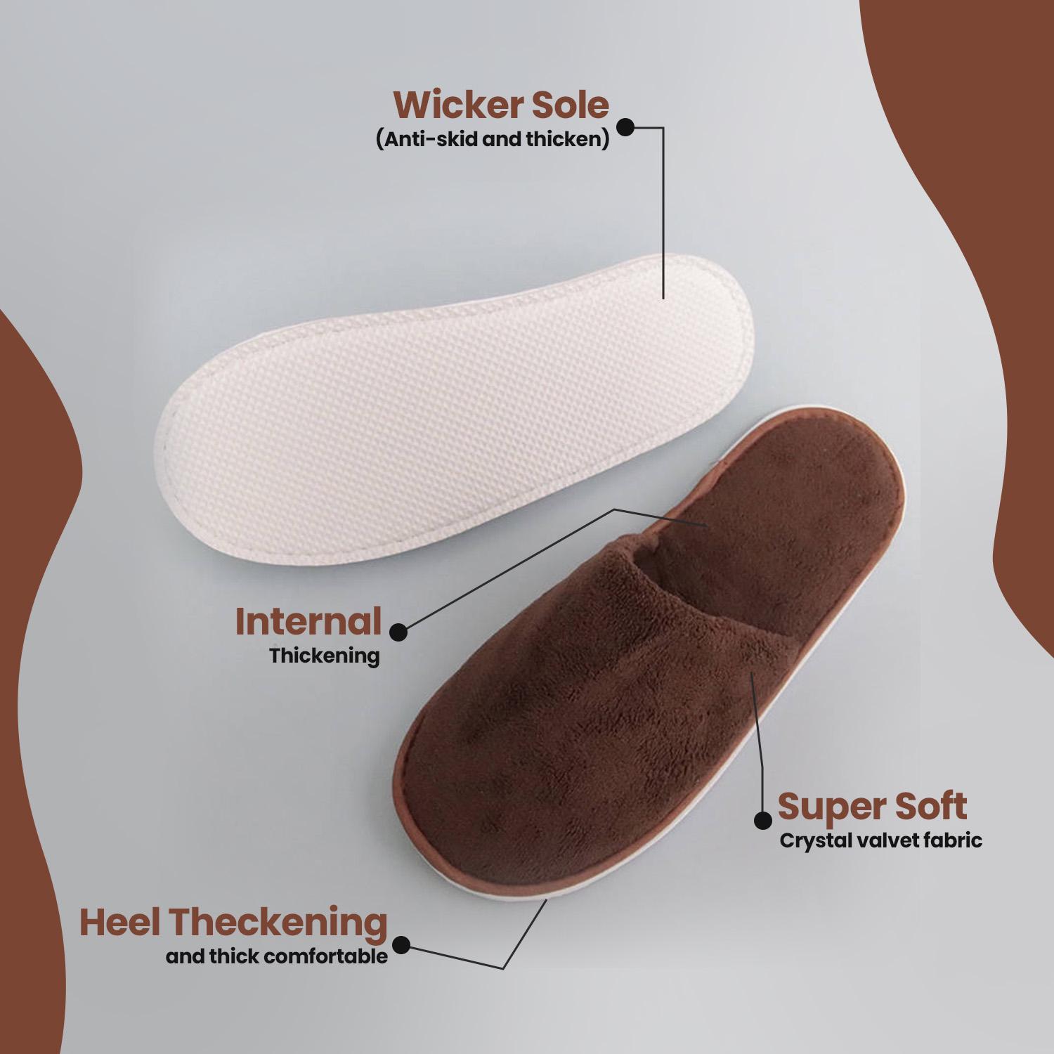 3 Disposable Spa Slippers: Cotton Velvet, Non-Slip Sole, Unisex
