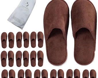 6 engångs spa-tofflor: bomullssammet, halkfri sula, unisex