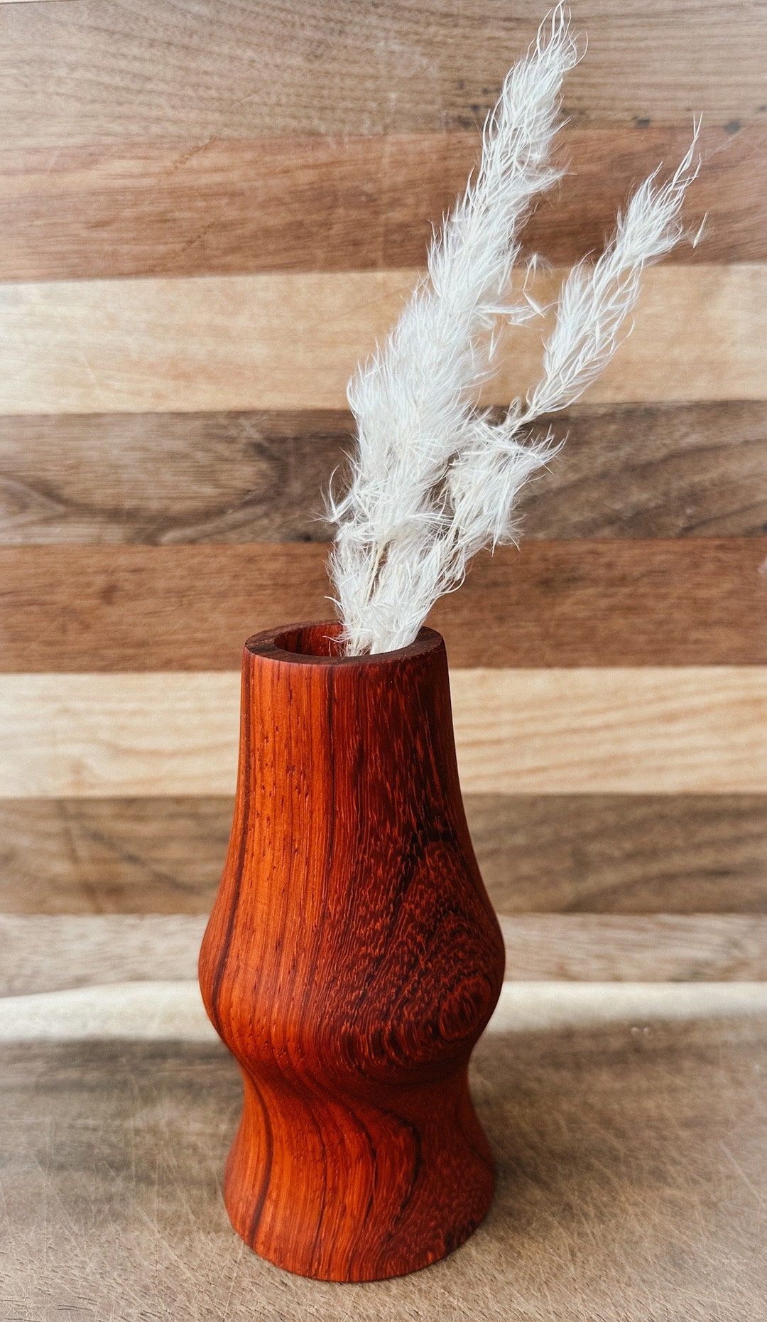 Padauk Wood Turned Bud Vase Handcrafted Single Flower Vase Decor Etsy