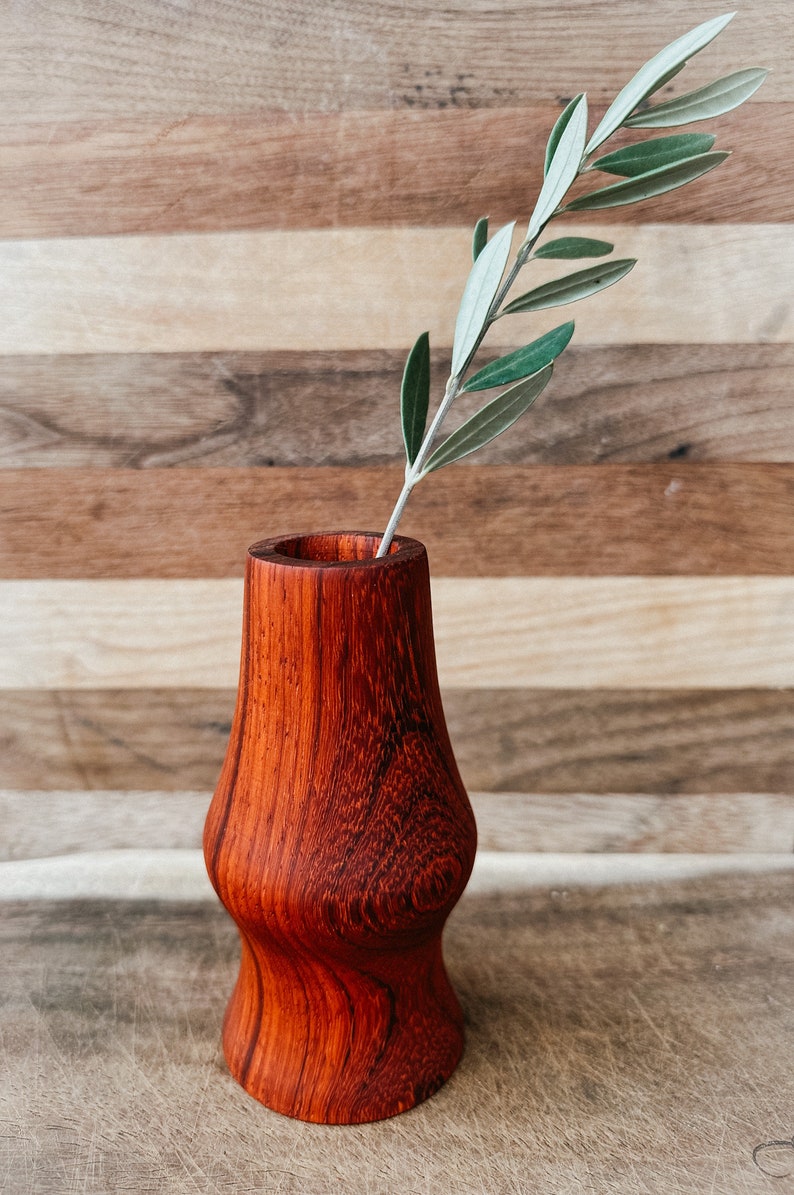 Padauk Wood Turned Bud Vase Handcrafted Single Flower Vase Decor Etsy