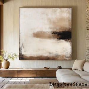 Large Abstract Painting Minimalist Abstract Painting Beige Abstract Wall Art Black and Beige Abstract Painting Modern Abstract Texture Art